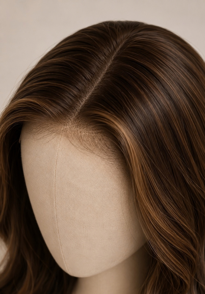 Jennifer : Brunette Human Hair Topper ( 5" x 6.5" )