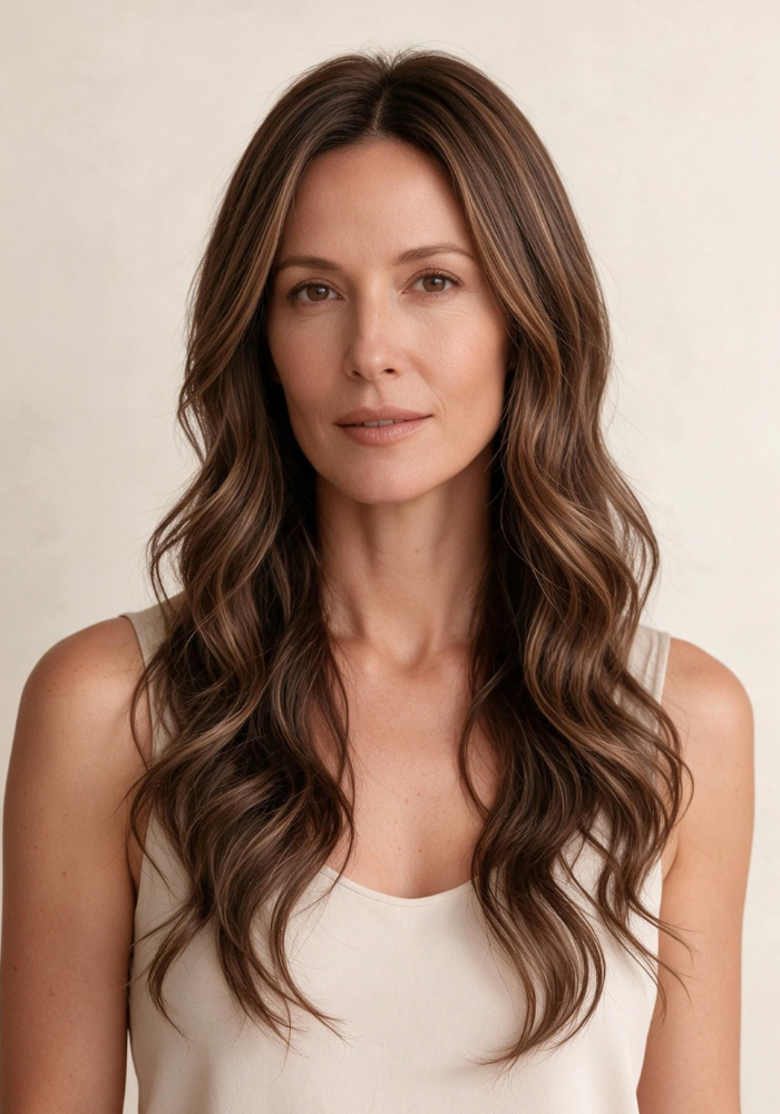 Jennifer : Brunette Human Hair Topper ( 5" x 6.5" )