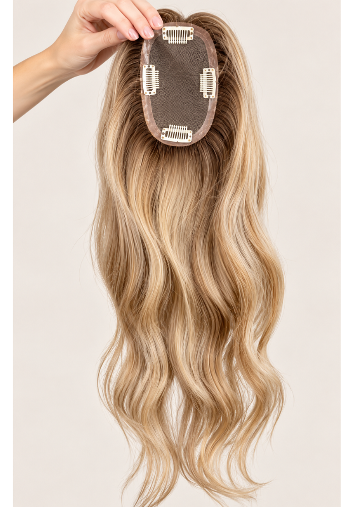 Old Money : Blonde Human Hair Topper ( 5" x 6.5" )