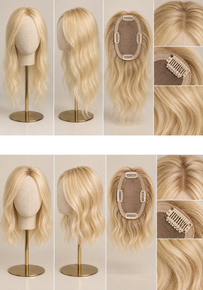 Old Money : Blonde Human Hair Topper ( 3" x 5" )