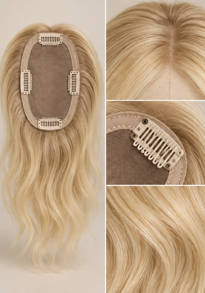 Old Money : Blonde Human Hair Topper ( 3" x 5" )