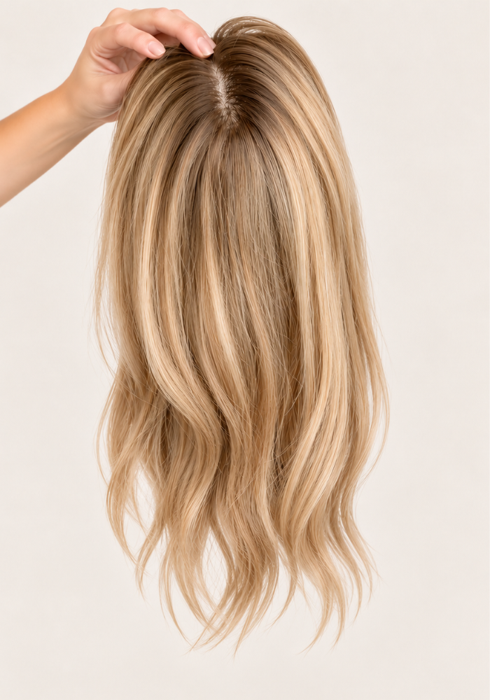 Old Money : Blonde Human Hair Topper ( 3" x 5" )